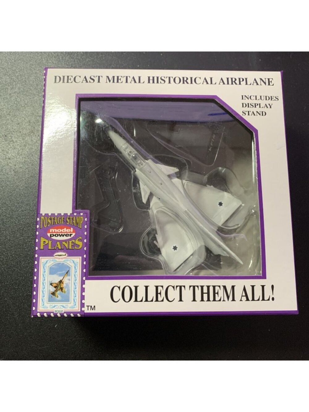 Model Power 5394 KFIR C2 Black Curtain Jet 1:100 Diecast Postage Stamp Plane NIB